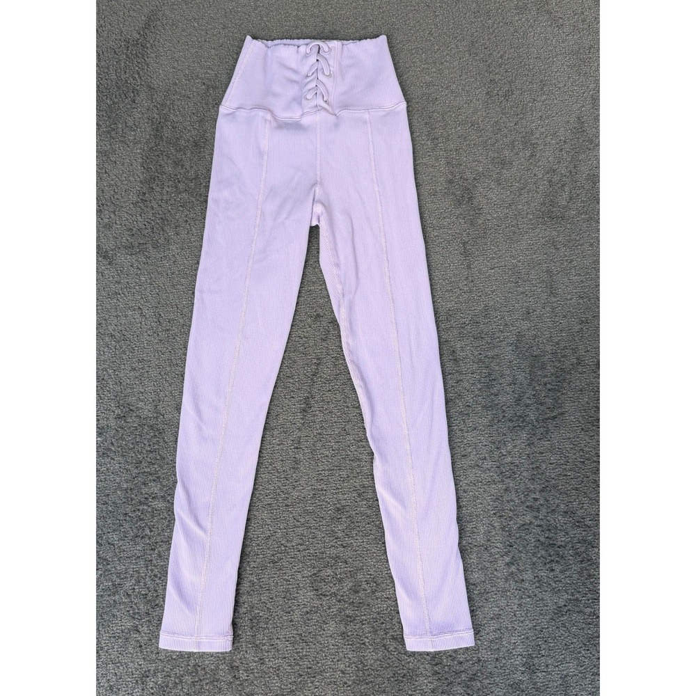 Offline by Aerie Lavender Purple Ribbed Lace Up High Waisted Leggings‎ Small S